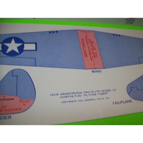Airplane Toy Jack Armstrong Tru-Flite Model Of Curtis P-40 Flying Tiger GM 1944 - Picture 8 of 12